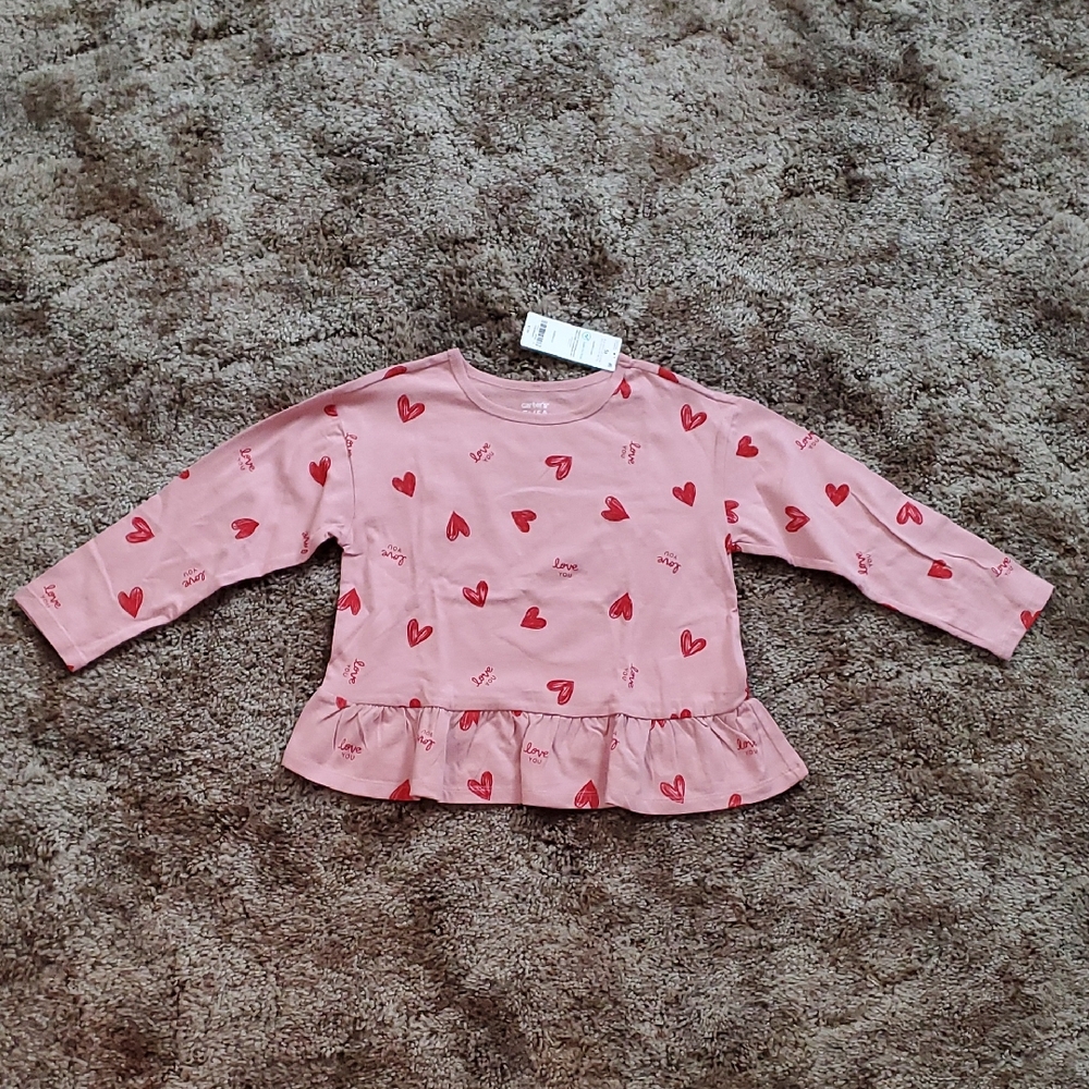 Carter's Toddler Pink Long Sleeve Shirt with Heart Pattern size 5t